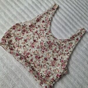 90's Y2K Mesh Lined Cropped Tank Top Womens L Floral Fairy Whimsical Etherial...